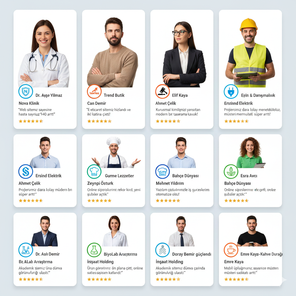 Sağlık sektörü web tasarım referansı - Doktor müşteri yorumu kartı